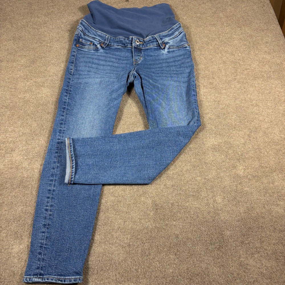 HM MAMA Maternity Jeans Small Blue Medium Wash Over Belly Straight Leg 320157
